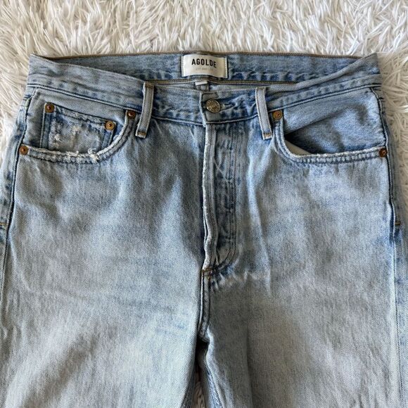 AGOLDE Highrise Distressed Relaxed Fit Straight Leg Jeans Size 28 - Picture 3 of 5